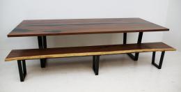 Matching Walnut Dining Room Table & Live Edge Bench 1