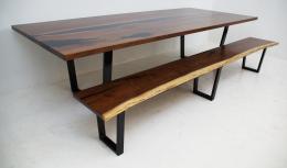 Matching Walnut Dining Room Table & Live Edge Bench 3
