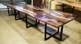 Contiguous Dining Table & End Table Set With Clear Epox