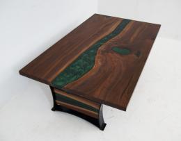 LED Lit Coffee Table With Green Resin 7