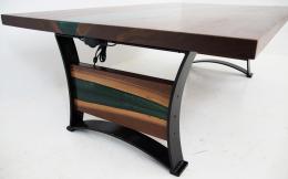 LED Lit Coffee Table With Green Resin 4