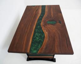 LED Lit Coffee Table With Green Resin 8