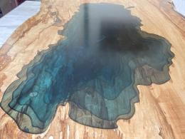 Spalted Maple Coffee Table With CNC Engraved Lake Tahoe