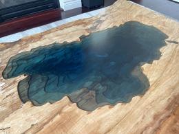 Spalted Maple Coffee Table With CNC Engraved Lake Tahoe