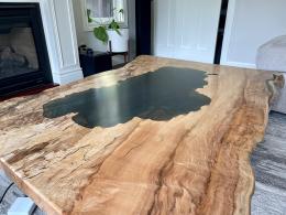 Spalted Maple Coffee Table With CNC Engraved Lake Tahoe