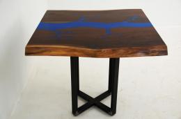 Live Edge Kitchen Table With Manmade Lake Carving 5