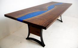 Walnut LED Lit Dining Room River Table 1