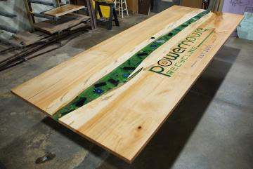 Large Conference River Table With CNC Logo & Embedded E