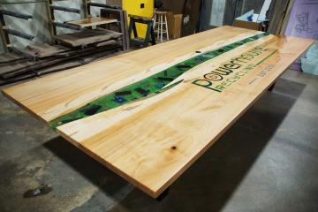 Large Conference River Table With CNC Logo & Embedded E
