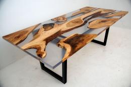 Live Edge Dining Table With Clear Resin 7