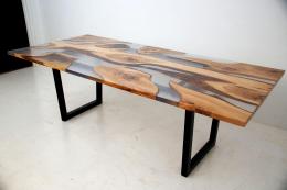 Live Edge Dining Table With Clear Resin 4