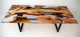 Live Edge Dining Table With Clear Resin 9