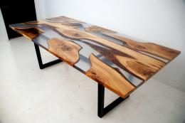 Live Edge Dining Table With Clear Resin 5