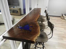 Live Edge Walnut & Resin Bar Top Table 3