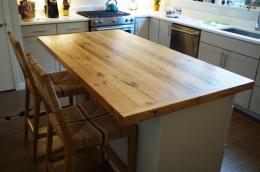 Kitchen Island & Countertop With A Barn Wood Table Top
