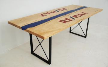 River Conference Table With CNC Epoxy Logo
