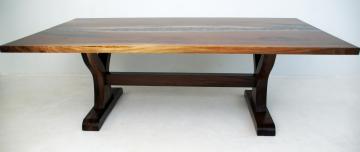 Wood And Resin Dining Table With Embedded Rocks And Tur
