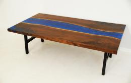 Coffee Table With Blue Resin River 3