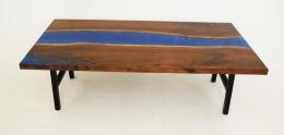 Coffee Table With Blue Resin River 2