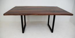 Dark Walnut River Table With Black Resin 3