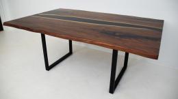 Dark Walnut River Table With Black Resin 2