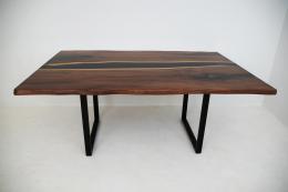 Dark Walnut River Table With Black Resin 1