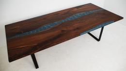 Walnut Dining Room Table With Custom Blue River 6