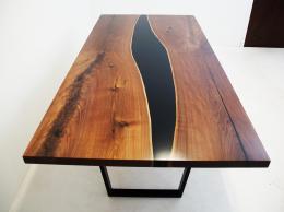 Black Walnut Kitchen Table With Solid Black Resin 2