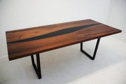 Black Walnut Kitchen Table With Solid Black Resin 7