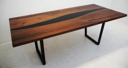 Black Walnut Kitchen Table With Solid Black Resin 4