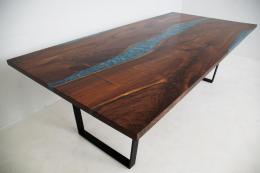 Walnut Dining Room Table With Custom Blue River 1