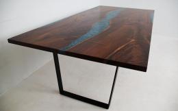 Walnut Dining Room Table With Custom Blue River 4