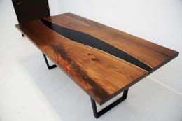 Black Walnut Kitchen Table With Solid Black Resin 6