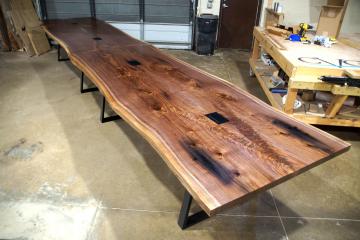 Two-Part Live Edge Conference Table Set