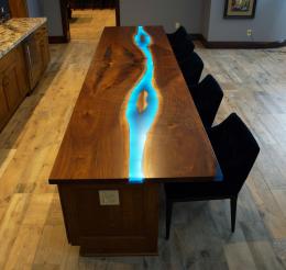 LED Lit Resin Walnut Bar Top 1492 8