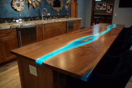 LED Lit Resin Walnut Bar Top 1492 5