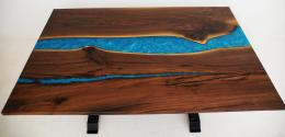 Walnut River Table With Blue Green River 3