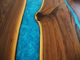 Walnut River Table With Blue Green River 5