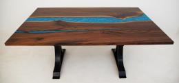 Walnut River Table With Blue Green River 2