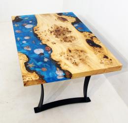 Burly Elm Coffee Table With Seashells 7