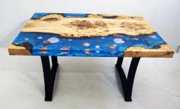 Burly Elm Coffee Table With Seashells 3