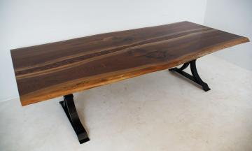 Large Walnut Dining Table With Copper River