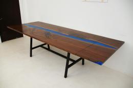 LED Lit Walnut River Table With Leif Extensions 2
