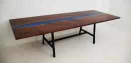 LED Lit Walnut River Table With Leif Extensions 1