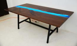 LED Lit Walnut River Table With Leif Extensions 6