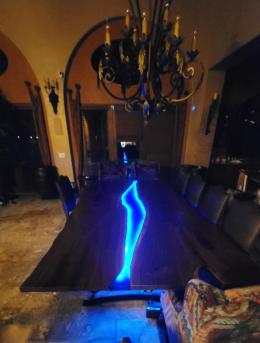 Large LED Lit Live Edge River Table 16