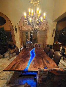 Large LED Lit Live Edge River Table 15