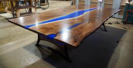 Large LED Lit Live Edge River Table 4