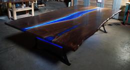 Large LED Lit Live Edge River Table 5