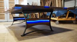 Large LED Lit Live Edge River Table 8